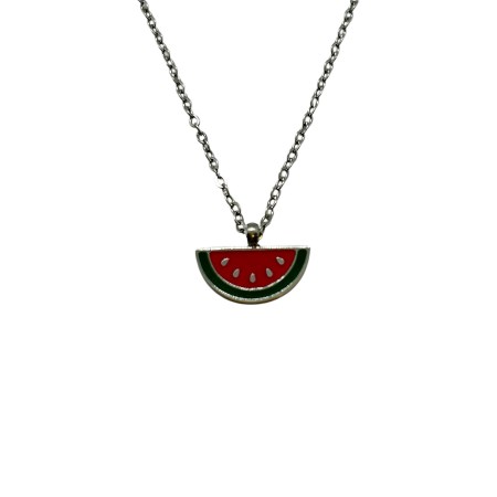 necklace steel silver watermellow 